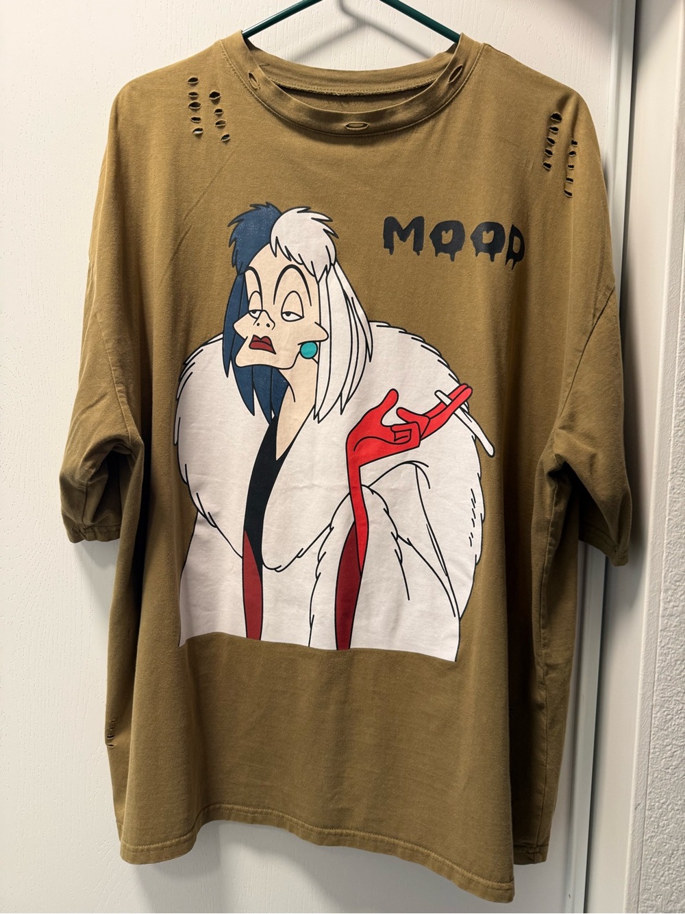 MOOD Graphic Men’s Shirt - Olive with Cartoon Print